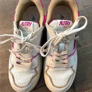 Autry White and Pink Sneakers